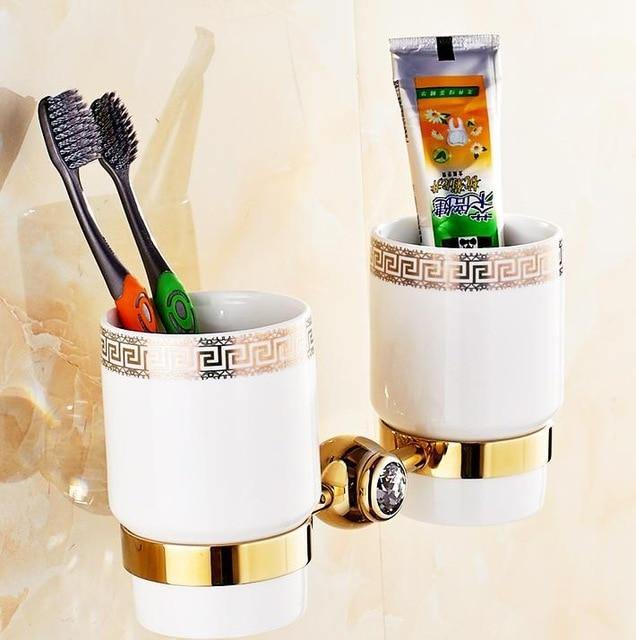 Luxury Gold Crystal Brass Bathroom Accessories - LuxVerve