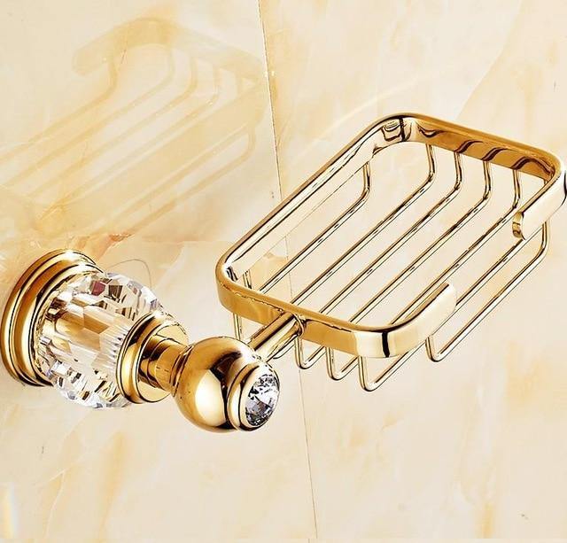 Luxury Gold Crystal Brass Bathroom Accessories - LuxVerve
