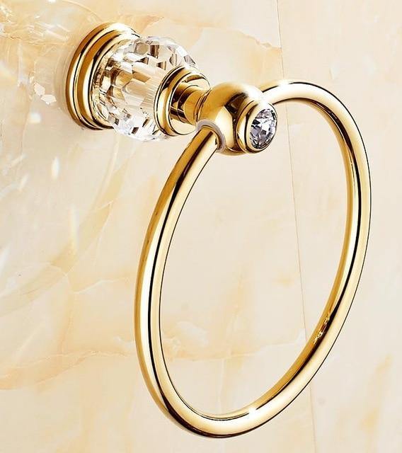 Luxury Gold Crystal Brass Bathroom Accessories - LuxVerve