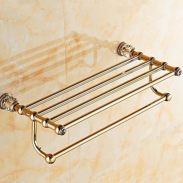 Luxury Gold Crystal Brass Bathroom Accessories - LuxVerve