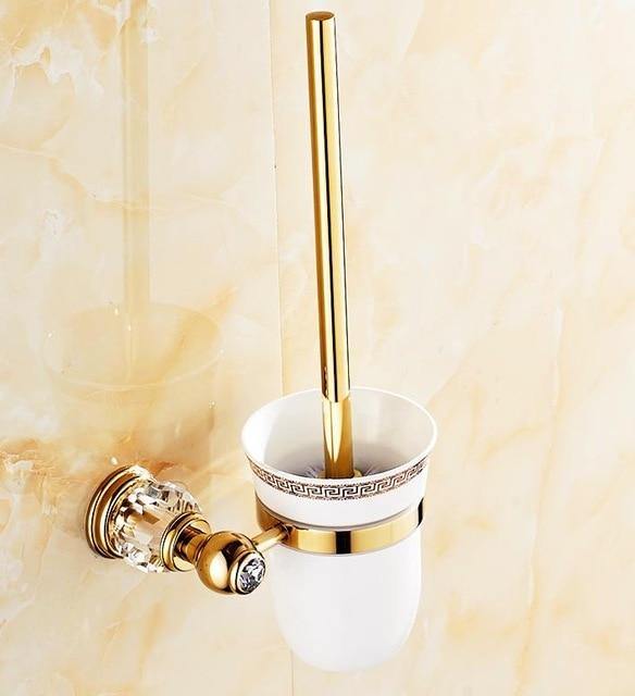 Luxury Gold Crystal Brass Bathroom Accessories - LuxVerve