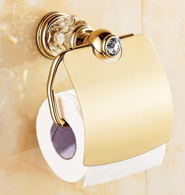 Luxury Gold Crystal Brass Bathroom Accessories - LuxVerve