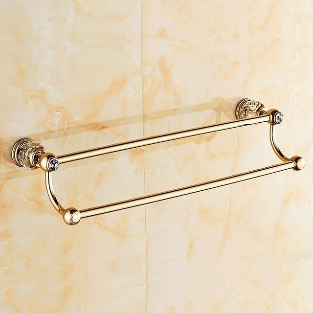 Luxury Gold Crystal Brass Bathroom Accessories - LuxVerve