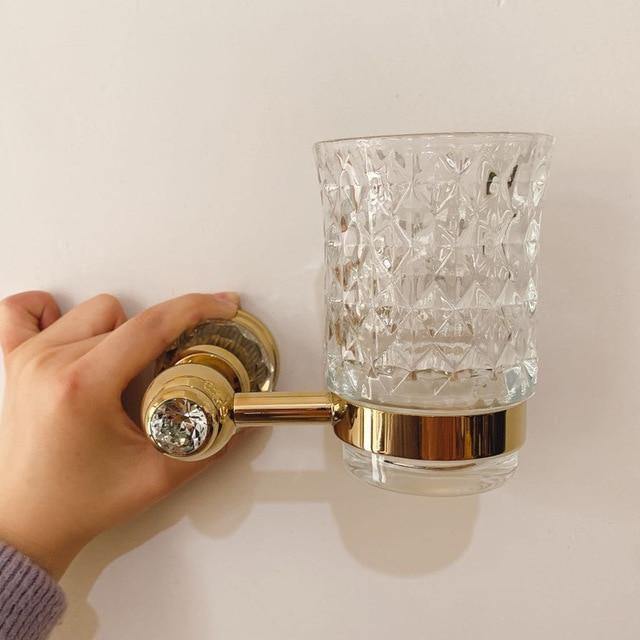 Luxury Gold Crystal Brass Bathroom Accessories - LuxVerve