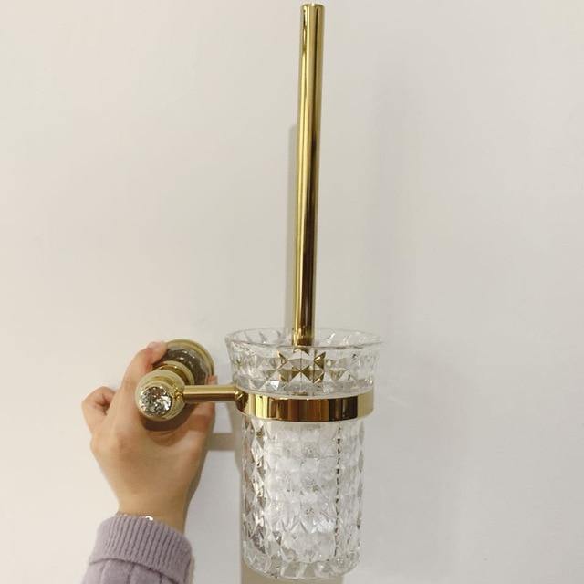 Luxury Gold Crystal Brass Bathroom Accessories - LuxVerve