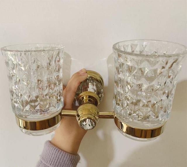 Luxury Gold Crystal Brass Bathroom Accessories - LuxVerve