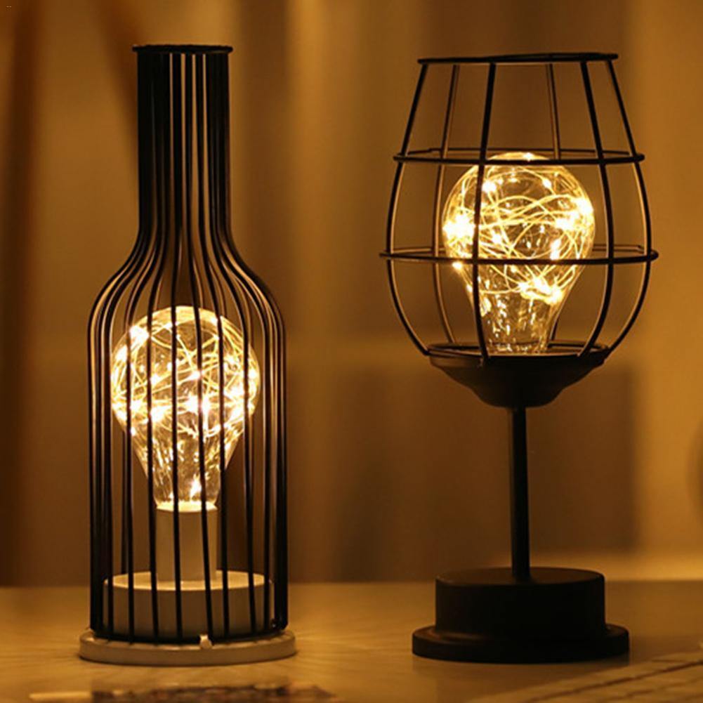 Retro Iron Art Minimalist Hollow Table Lamps - LuxVerve