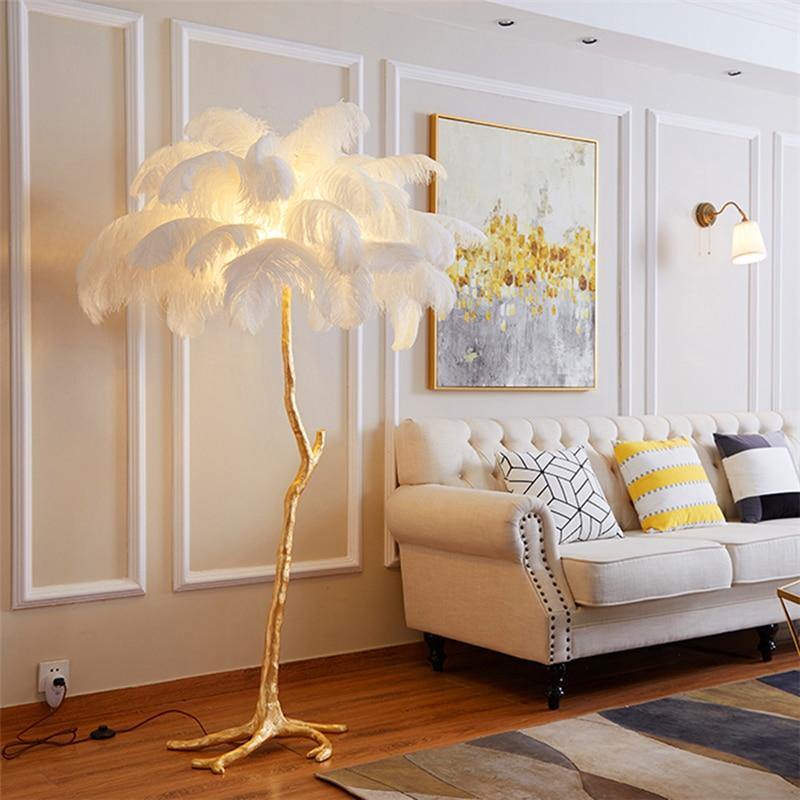 Nordic Ostrich Feather LED Floor Lamp - LuxVerve
