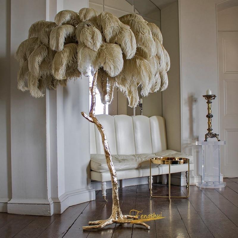 Nordic Ostrich Feather LED Floor Lamp - LuxVerve