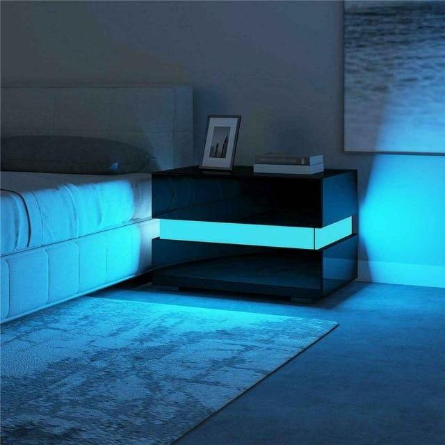 RGB LED Bedroom Nightstand Coffee Table - LuxVerve