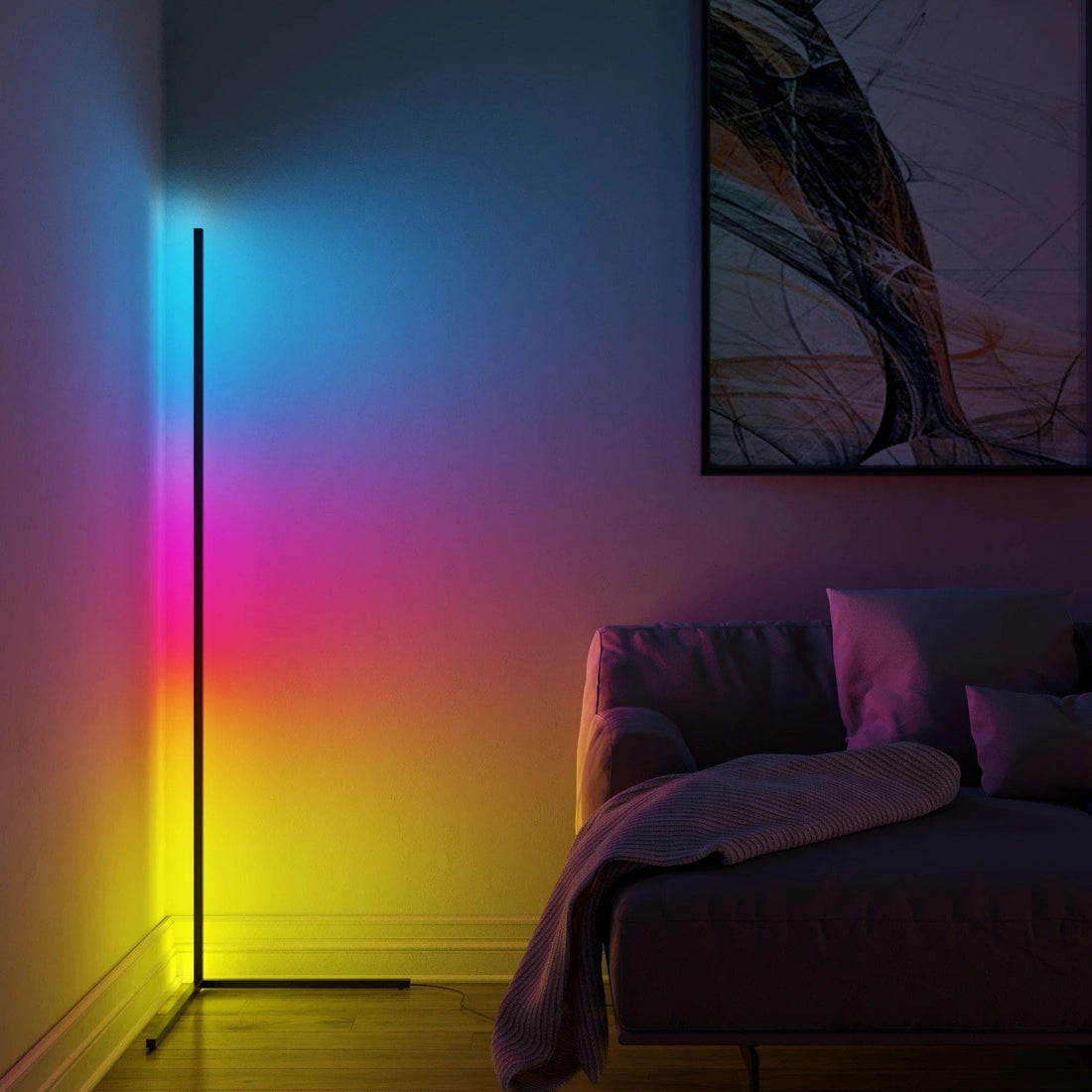 Modern LED Corner RGB Floor Lamp - LuxVerve