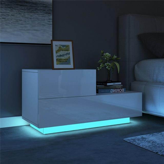 RGB LED Bedroom Nightstand Coffee Table - LuxVerve
