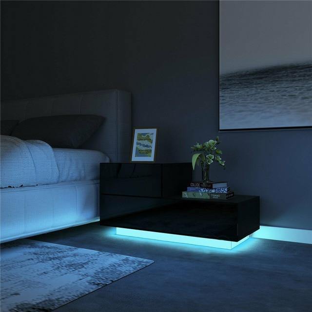 RGB LED Bedroom Nightstand Coffee Table - LuxVerve