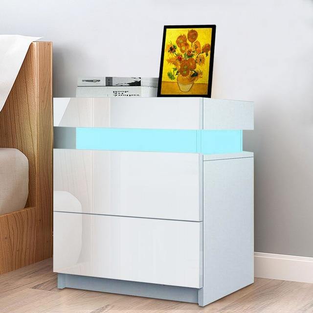 RGB LED Bedroom Nightstand Coffee Table - LuxVerve