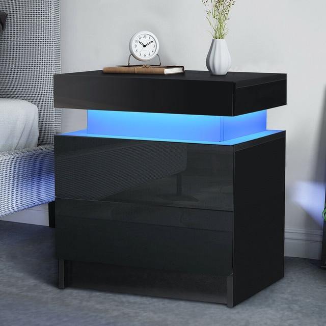 RGB LED Bedroom Nightstand Coffee Table - LuxVerve